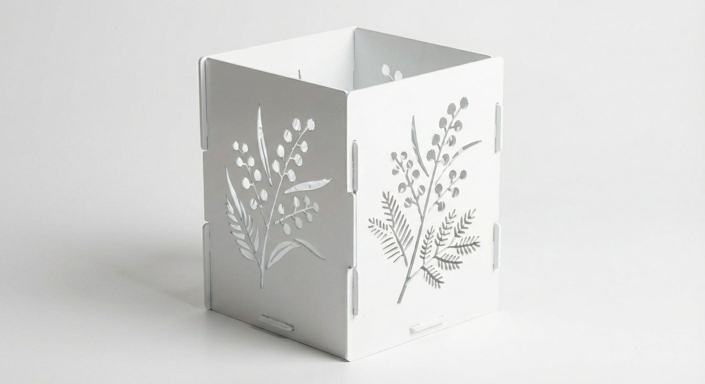 'The Wattle Light' Candle Lantern - Powdercoated White