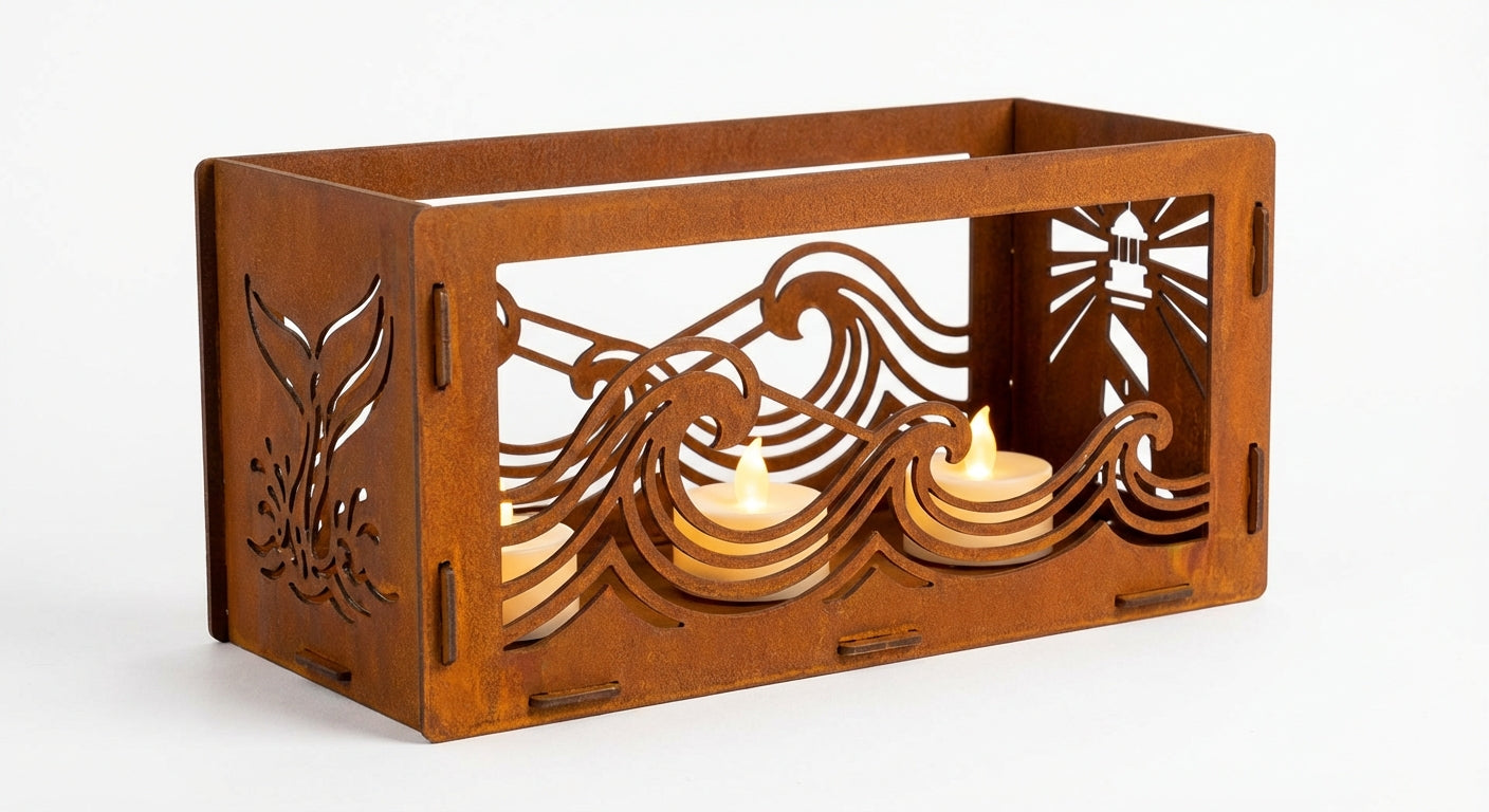 'The Tidal' Candle Lantern - Weathering Steel