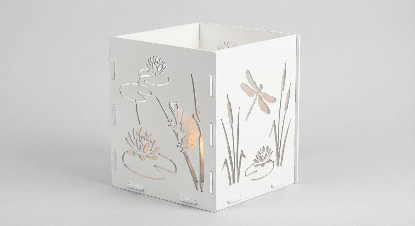 'The Billabong' Candle Lantern - Powdercoated White