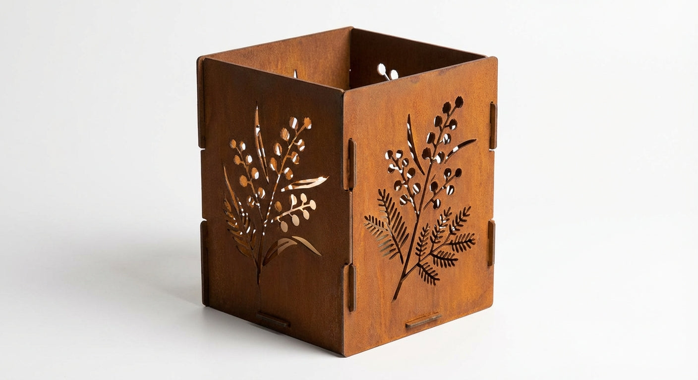 'The Wattle Light' Candle Lantern - Weathering Steel