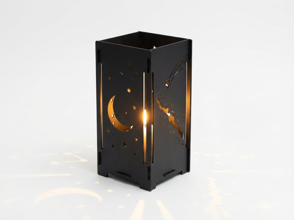 'The Stargazer' Candle Lantern - Powdercoated Black