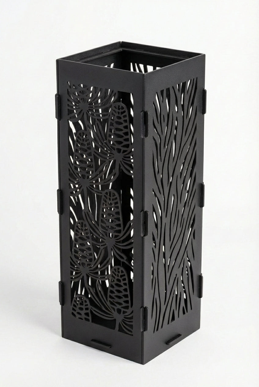 The Ember Tower Candle Lantern - Powdercoated Black, white background