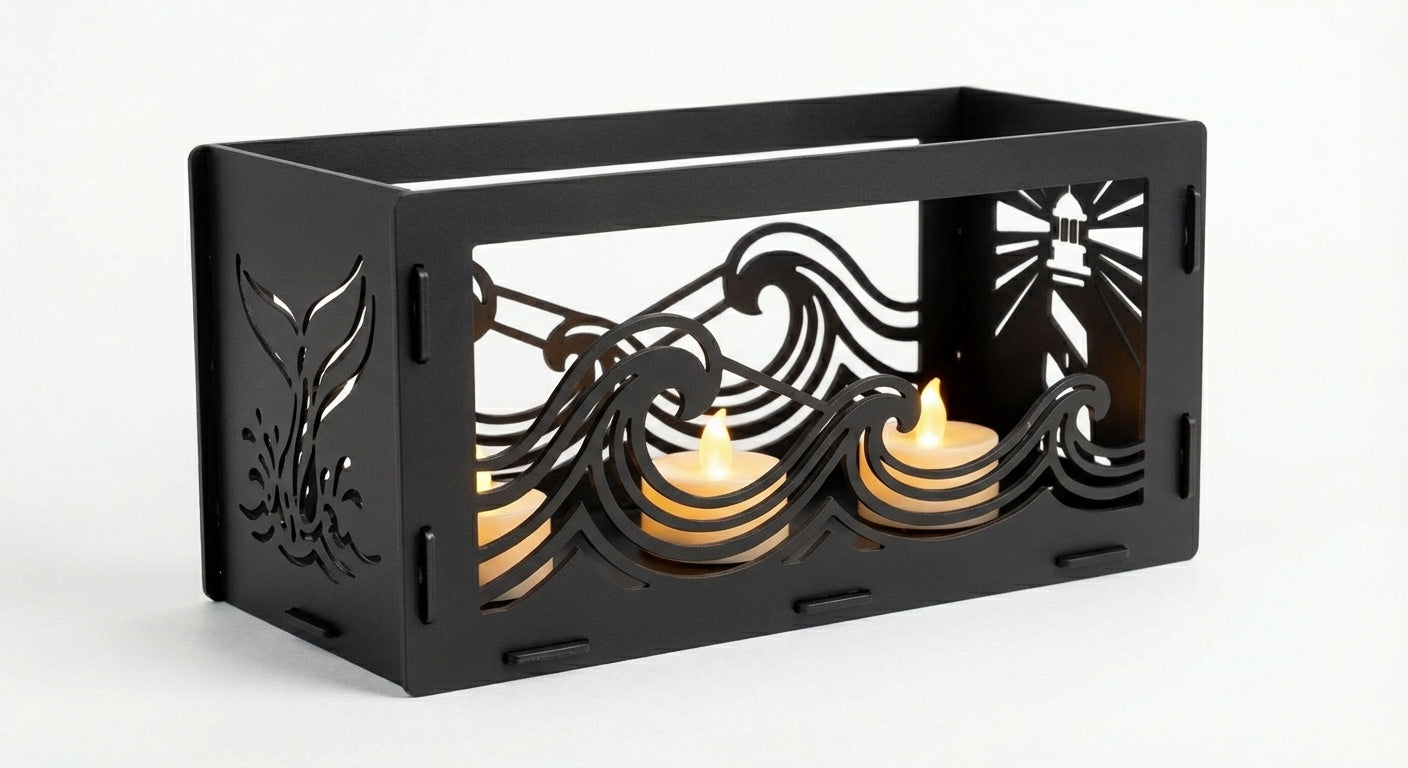 'The Tidal' Candle Lantern - Powdercoated Black