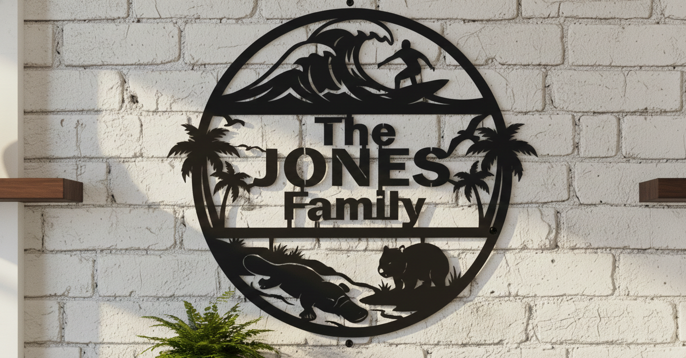 Custom Family Sign - Surfing & Wildlife Main image
