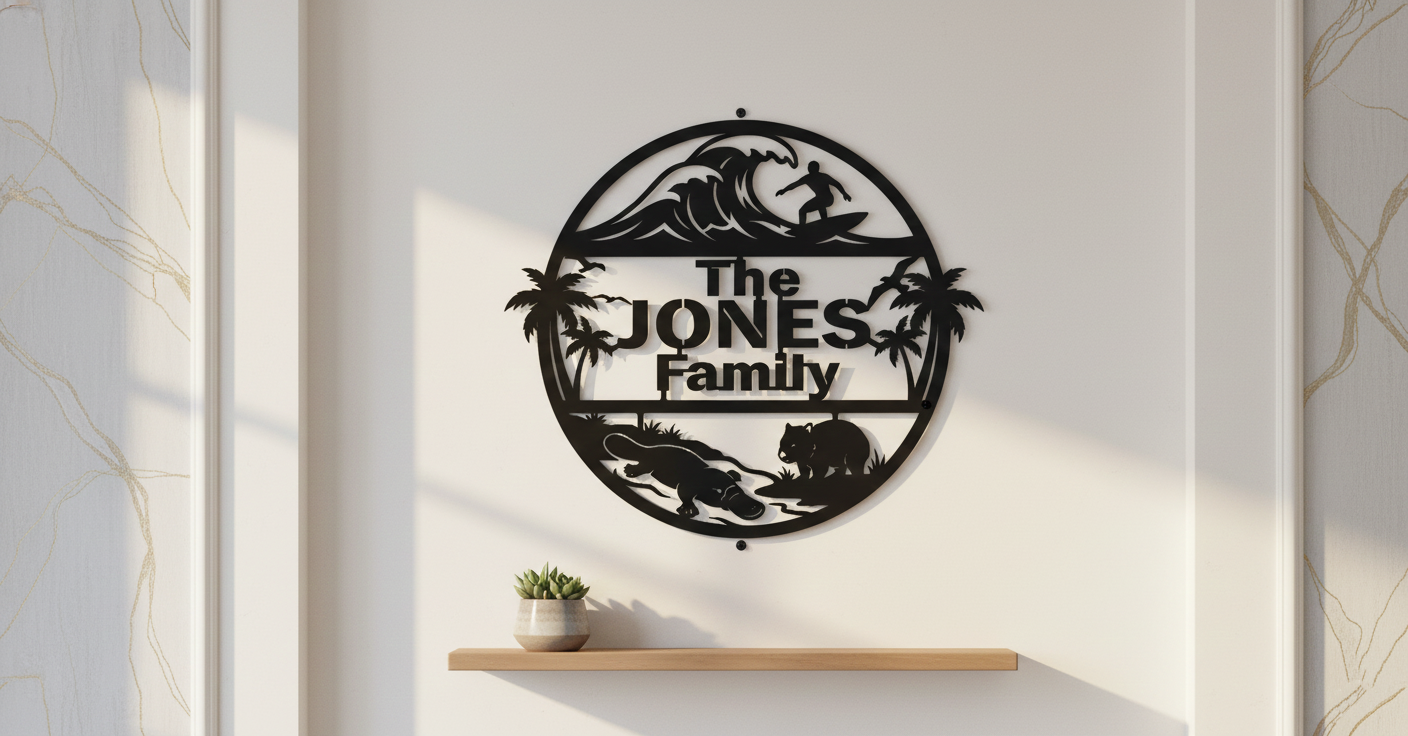 Custom Family Sign - Surfing & Wildlife Secondary image