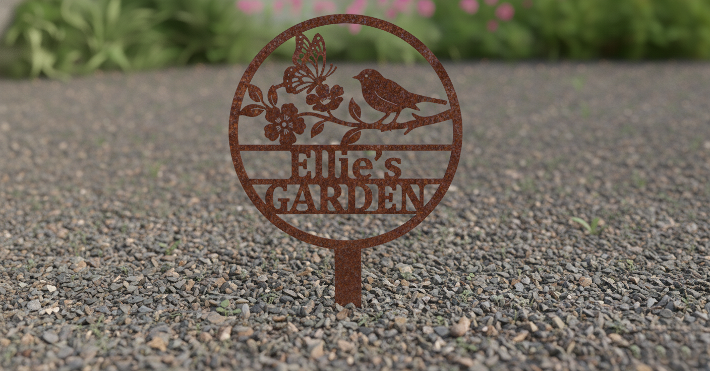 Butterfly & Bird Custom Name Garden Stake Secondary image