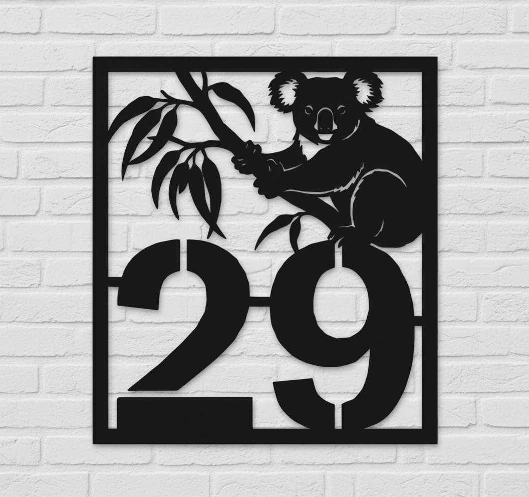 Square Koala House Number Main image