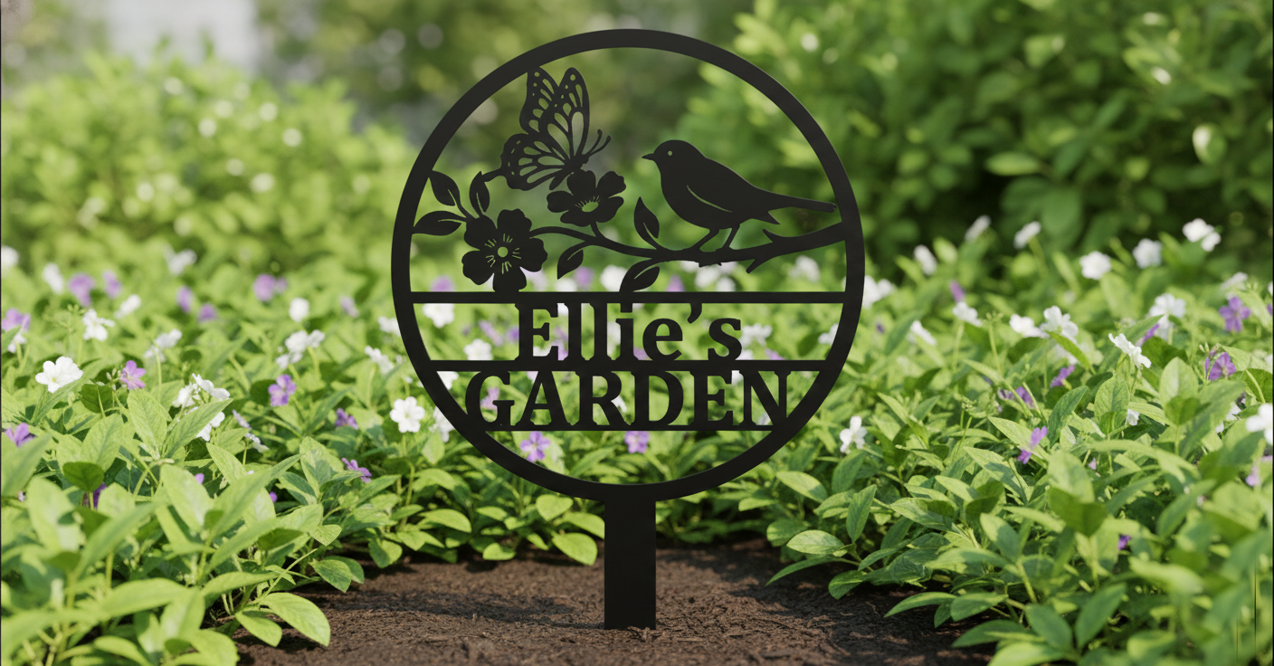 Butterfly & Bird Custom Name Garden Stake