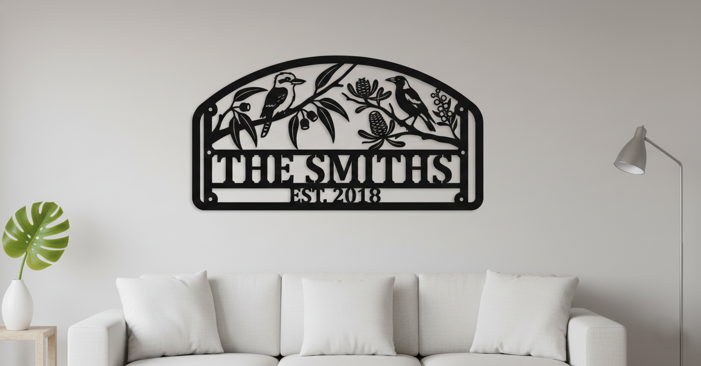 Custom Family Sign - Arch Magpie & Crow Main image