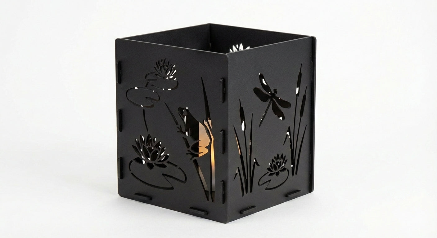 'The Billabong' Candle Lantern - Powdercoated Black