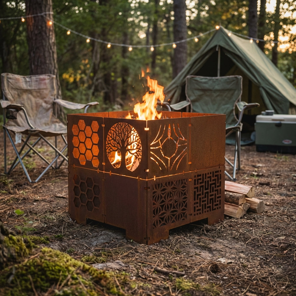 Patterned Fire Pit - Image 3 - Sunburnt Steel