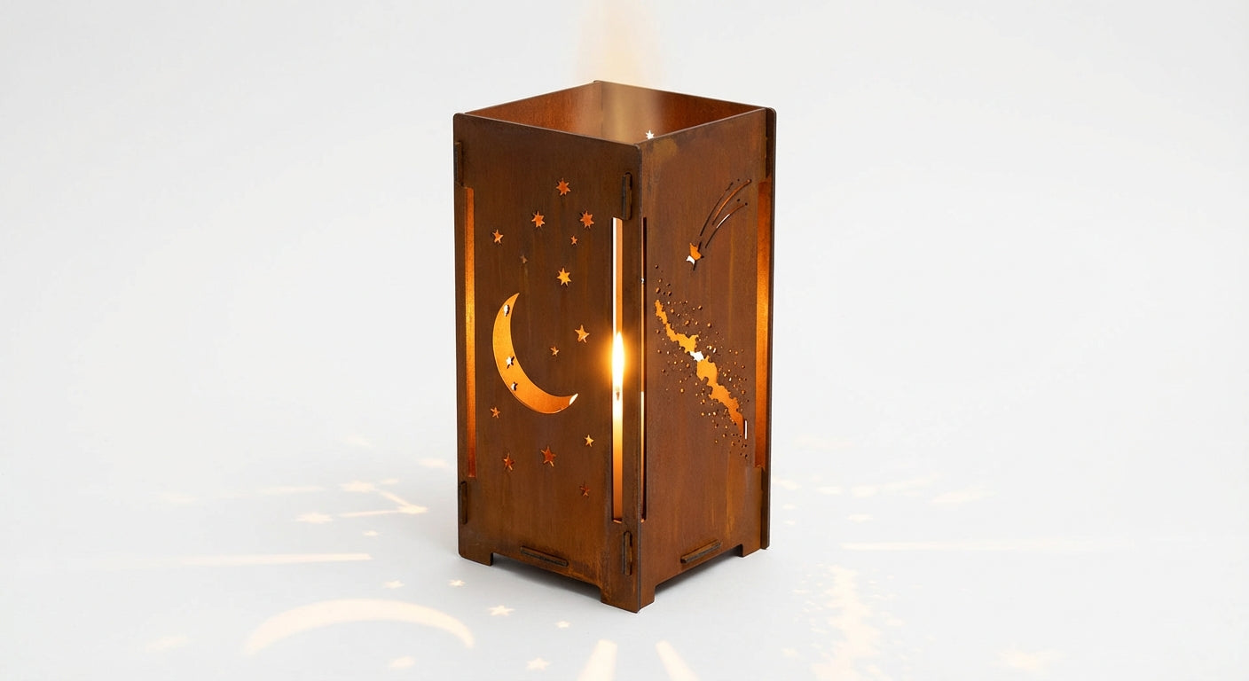 'The Stargazer' Candle Lantern - Weathering Steel