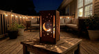'The Stargazer' Candle Lantern - Weathering Steel with lit tealight, lifestyle